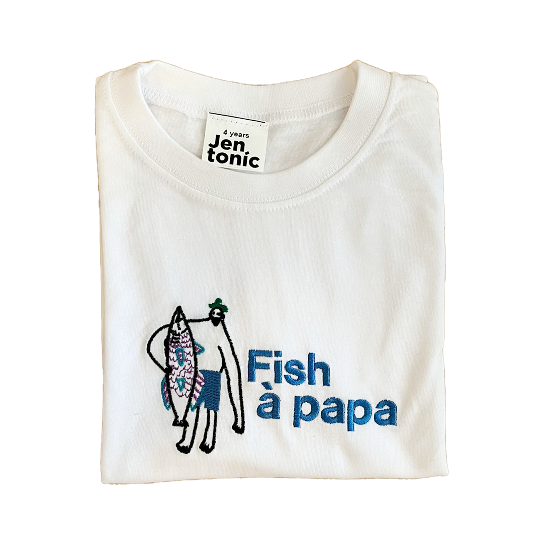 Fish A Papa Embroided Kid Tshirt