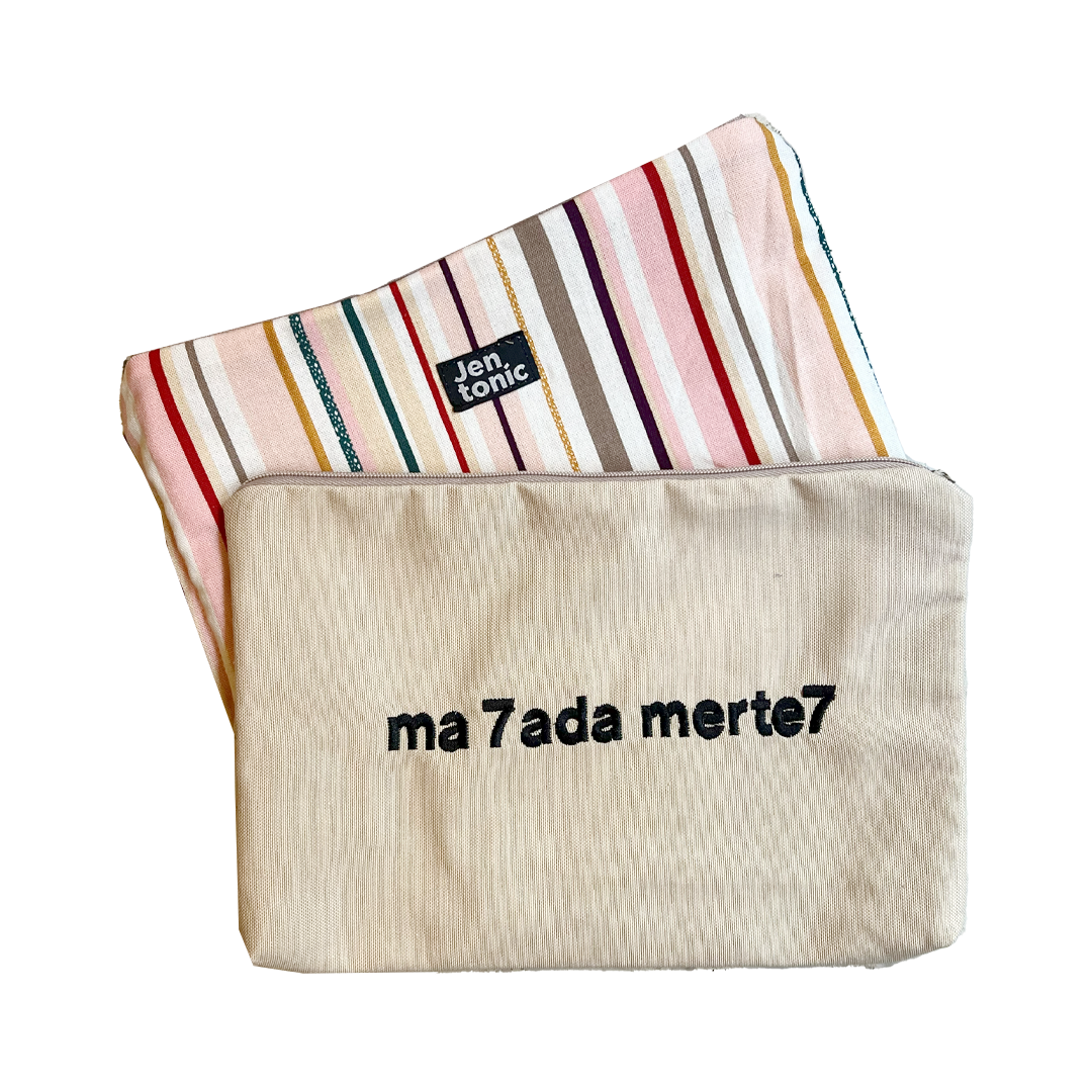 Ma 7ada Merte7 Striped Big Pouch